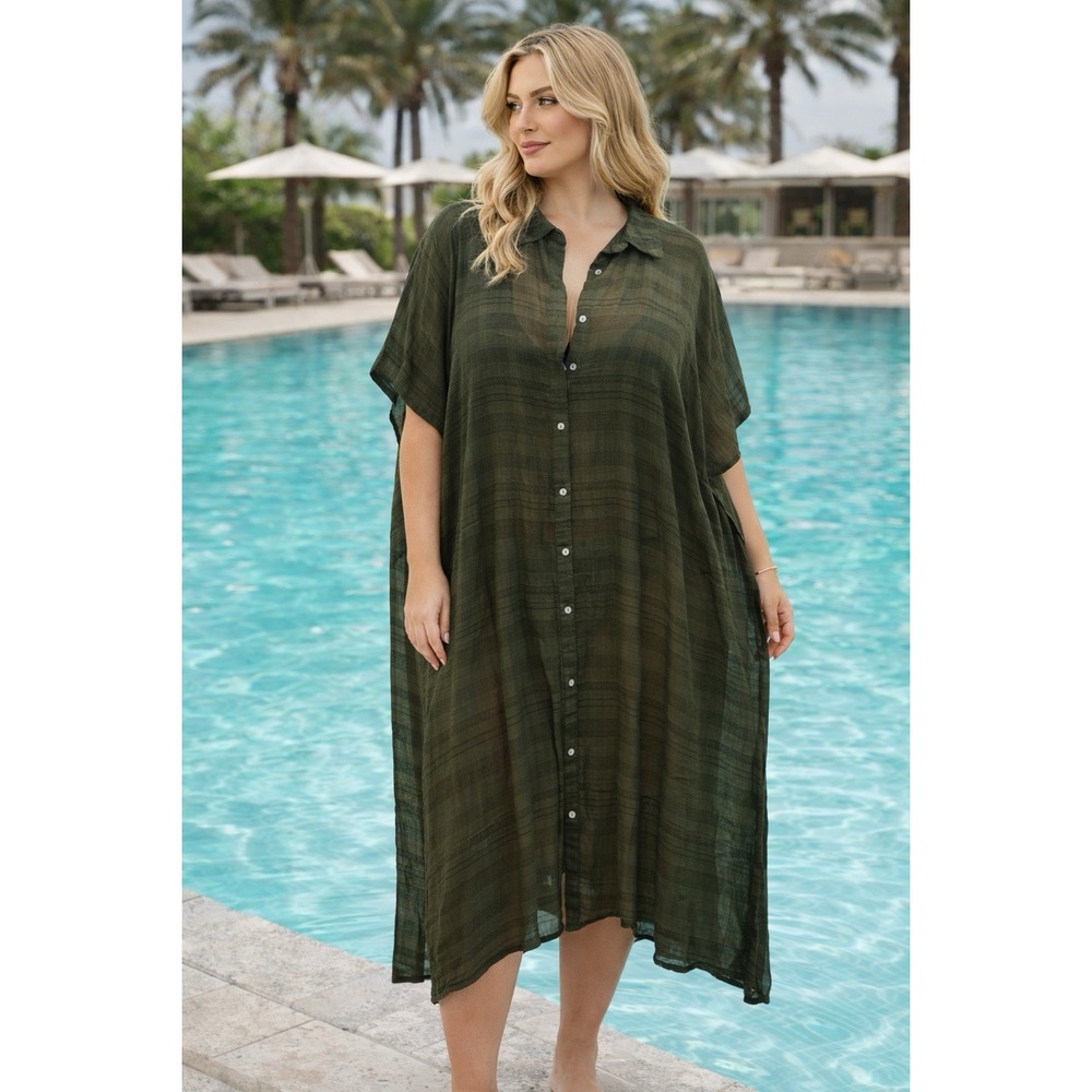 NEW‎ Beyond Control Bathing Suit Swimsuit Coverup Tunic Poncho Dress XL Green
